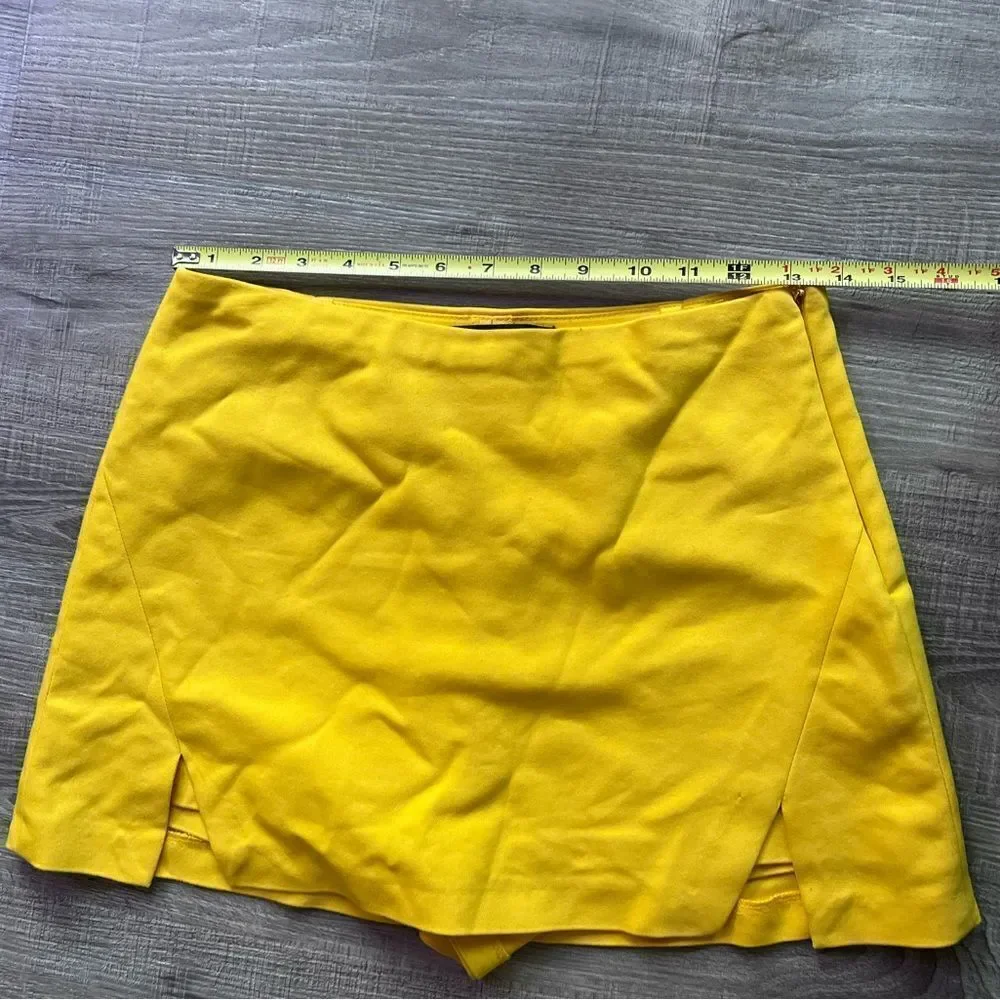 Zara Bright Yellow Skort Micro Mini Skirt with Built-in Shorts